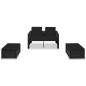 3-tlg. Garten-Lounge-Set mit Auflagen Poly Rattan Schwarz 3-tlg. Garten-Lounge-Set mit Auflagen Poly Rattan Schwarz