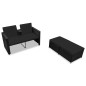 3-tlg. Garten-Lounge-Set mit Auflagen Poly Rattan Schwarz 3-tlg. Garten-Lounge-Set mit Auflagen Poly Rattan Schwarz