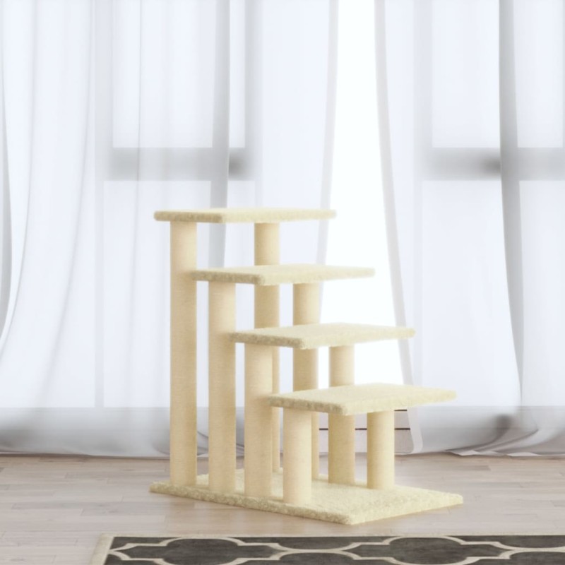 vidaXL Kratzbaum mit Sisal-Kratzsäulen Creme 63 cm