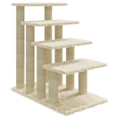 vidaXL Kratzbaum mit Sisal-Kratzsäulen Creme 63 cm