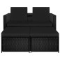 3-tlg. Garten-Lounge-Set mit Auflagen Poly Rattan Schwarz 3-tlg. Garten-Lounge-Set mit Auflagen Poly Rattan Schwarz