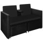 3-tlg. Garten-Lounge-Set mit Auflagen Poly Rattan Schwarz 3-tlg. Garten-Lounge-Set mit Auflagen Poly Rattan Schwarz