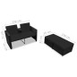 3-tlg. Garten-Lounge-Set mit Auflagen Poly Rattan Schwarz 3-tlg. Garten-Lounge-Set mit Auflagen Poly Rattan Schwarz