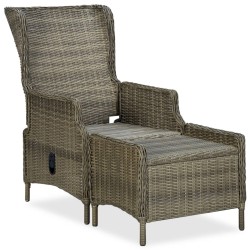 Verstellbarer Gartensessel mit Fußhocker Poly Rattan Braun