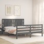 vidaXL Massivholzbett mit Kopfteil Grau vidaXL Massivholzbett mit Kopfteil Grau