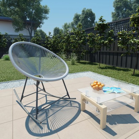 vidaXL Garten-Mond-Schaukelstuhl Grau Poly Rattan 