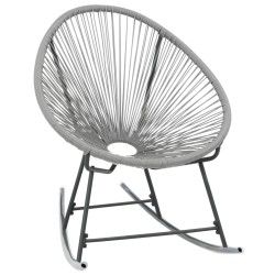 vidaXL Garten-Mond-Schaukelstuhl Grau Poly Rattan 