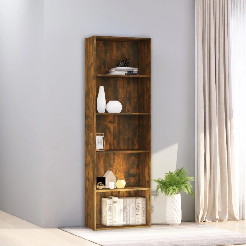 vidaXL Bücherregal 5 Fächer Räuchereiche 60x30x189 cm Holzwerkstoff vidaXL Bücherregal 5 Fächer Räuchereiche 60x30x189 cm Holzwerkstoff