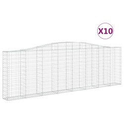 vidaXL Gabionen mit Hochbogen 10Stk. 400x30x120/140cm Verzinktes Eisen