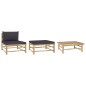 3-tlg. Garten-Lounge-Set mit Dunkelgrauen Kissen Bambus 3-tlg. Garten-Lounge-Set mit Dunkelgrauen Kissen Bambus