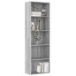 vidaXL Bücherregal 5 Fächer Grau Sonoma 60x30x189 cm Holzwerkstoff