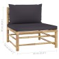 3-tlg. Garten-Lounge-Set mit Dunkelgrauen Kissen Bambus 3-tlg. Garten-Lounge-Set mit Dunkelgrauen Kissen Bambus