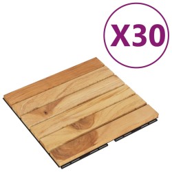 vidaXL Terrassenfliesen 30 Stk. 30x30 cm Massivholz Teak Vertikal