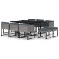 11-tlg. Garten-Essgruppe mit Kissen Poly Rattan Grau 11-tlg. Garten-Essgruppe mit Kissen Poly Rattan Grau
