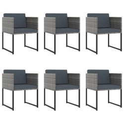 11-tlg. Garten-Essgruppe mit Kissen Poly Rattan Grau