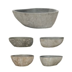 vidaXL Waschbecken Flussstein Oval 37-46 cm
