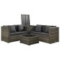 4-tlg. Garten-Lounge-Set mit Auflagen Poly Rattan Grau 4-tlg. Garten-Lounge-Set mit Auflagen Poly Rattan Grau