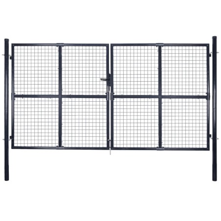 vidaXL Mesh-Gartentor Verzinkter Stahl 289 x 150 cm Grau