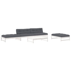 vidaXL 6-tlg. Garten-Lounge-Set mit Kissen Weiß Massivholz