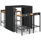 vidaXL 5-tlg. Gartenbar-Set Schwarz Poly Rattan & Massivholz Akazie vidaXL 5-tlg. Gartenbar-Set Schwarz Poly Rattan & Massivholz Akazie
