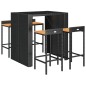 vidaXL 5-tlg. Gartenbar-Set Schwarz Poly Rattan & Massivholz Akazie vidaXL 5-tlg. Gartenbar-Set Schwarz Poly Rattan & Massivholz Akazie