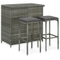 vidaXL 3-tlg. Bar Set Poly Rattan Grau vidaXL 3-tlg. Bar Set Poly Rattan Grau
