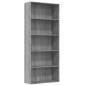 vidaXL Bücherregal 5 Fächer Grau Sonoma 80x30x189 cm Holzwerkstoff vidaXL Bücherregal 5 Fächer Grau Sonoma 80x30x189 cm Holzwerkstoff