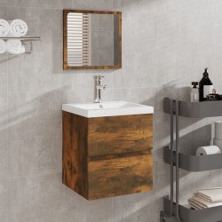 vidaXL Badschrank mit Spiegel Räuchereiche Holzwerkstoff