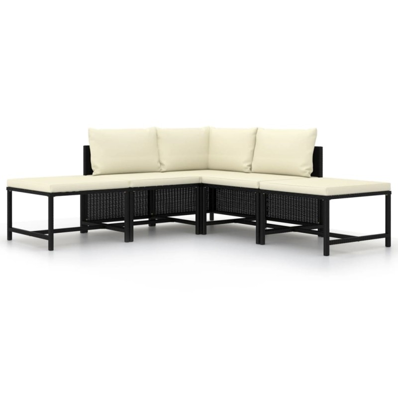 vidaXL 5-tlg. Garten-Sofagarnitur mit Auflagen Schwarz Poly Rattan vidaXL 5-tlg. Garten-Sofagarnitur mit Auflagen Schwarz Poly Rattan
