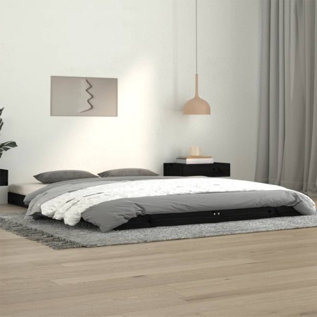 vidaXL Massivholzbett Schwarz 140x190 cm Kiefer