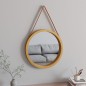 vidaXL Wandspiegel mit Riemen Golden Ø 55 cm vidaXL Wandspiegel mit Riemen Golden Ø 55 cm