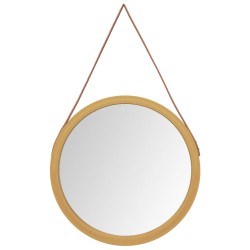 vidaXL Wandspiegel mit Riemen Golden Ø 55 cm