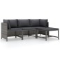 vidaXL 4-tlg. Garten-Lounge-Set mit Kissen Poly Rattan Grau vidaXL 4-tlg. Garten-Lounge-Set mit Kissen Poly Rattan Grau