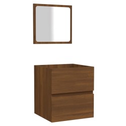 vidaXL Badschrank mit Spiegel Braun Eichen-Optik Holzwerkstoff