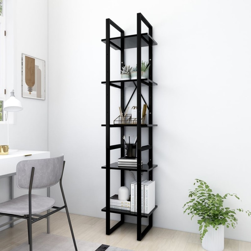 vidaXL Bücherregal 5 Fächer Schwarz 40x30x175 cm Holzwerkstoff vidaXL Bücherregal 5 Fächer Schwarz 40x30x175 cm Holzwerkstoff