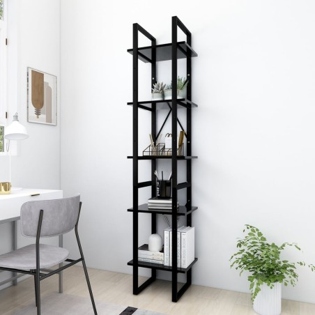 vidaXL Bücherregal 5 Fächer Schwarz 40x30x175 cm Holzwerkstoff