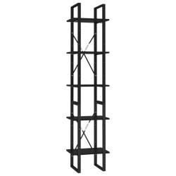 vidaXL Bücherregal 5 Fächer Schwarz 40x30x175 cm Holzwerkstoff
