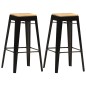 vidaXL Barhocker 2 Stk. Schwarz Mango Massivholz vidaXL Barhocker 2 Stk. Schwarz Mango Massivholz