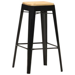 vidaXL Barhocker 2 Stk. Schwarz Mango Massivholz