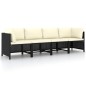 4-Sitzer-Gartensofa mit Auflagen Schwarz Poly Rattan 4-Sitzer-Gartensofa mit Auflagen Schwarz Poly Rattan