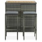 3-tlg. Bar Set Poly Rattan Grau 3-tlg. Bar Set Poly Rattan Grau