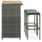 3-tlg. Bar Set Poly Rattan Grau 3-tlg. Bar Set Poly Rattan Grau