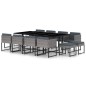 vidaXL 13-tlg. Garten-Essgruppe mit Kissen Poly Rattan Grau vidaXL 13-tlg. Garten-Essgruppe mit Kissen Poly Rattan Grau