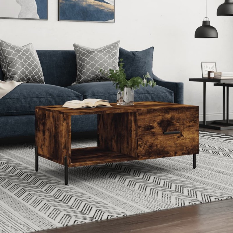 vidaXL Couchtisch Räuchereiche 90x50x40 cm Holzwerkstoff vidaXL Couchtisch Räuchereiche 90x50x40 cm Holzwerkstoff