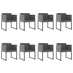 vidaXL 13-tlg. Garten-Essgruppe mit Kissen Poly Rattan Grau