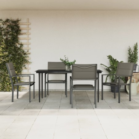 vidaXL 5-tlg. Garten-Essgruppe Schwarz Stahl und Textilene