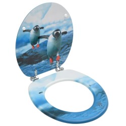 vidaXL Toilettensitz mit Deckel MDF Pinguin-Design