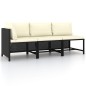 3-tlg. Garten-Sofagarnitur mit Auflagen Schwarz Poly Rattan 3-tlg. Garten-Sofagarnitur mit Auflagen Schwarz Poly Rattan