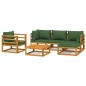 vidaXL 6-tlg. Garten-Lounge-Set mit Grünen Kissen Massivholz vidaXL 6-tlg. Garten-Lounge-Set mit Grünen Kissen Massivholz