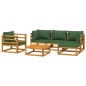 vidaXL 6-tlg. Garten-Lounge-Set mit Grünen Kissen Massivholz vidaXL 6-tlg. Garten-Lounge-Set mit Grünen Kissen Massivholz